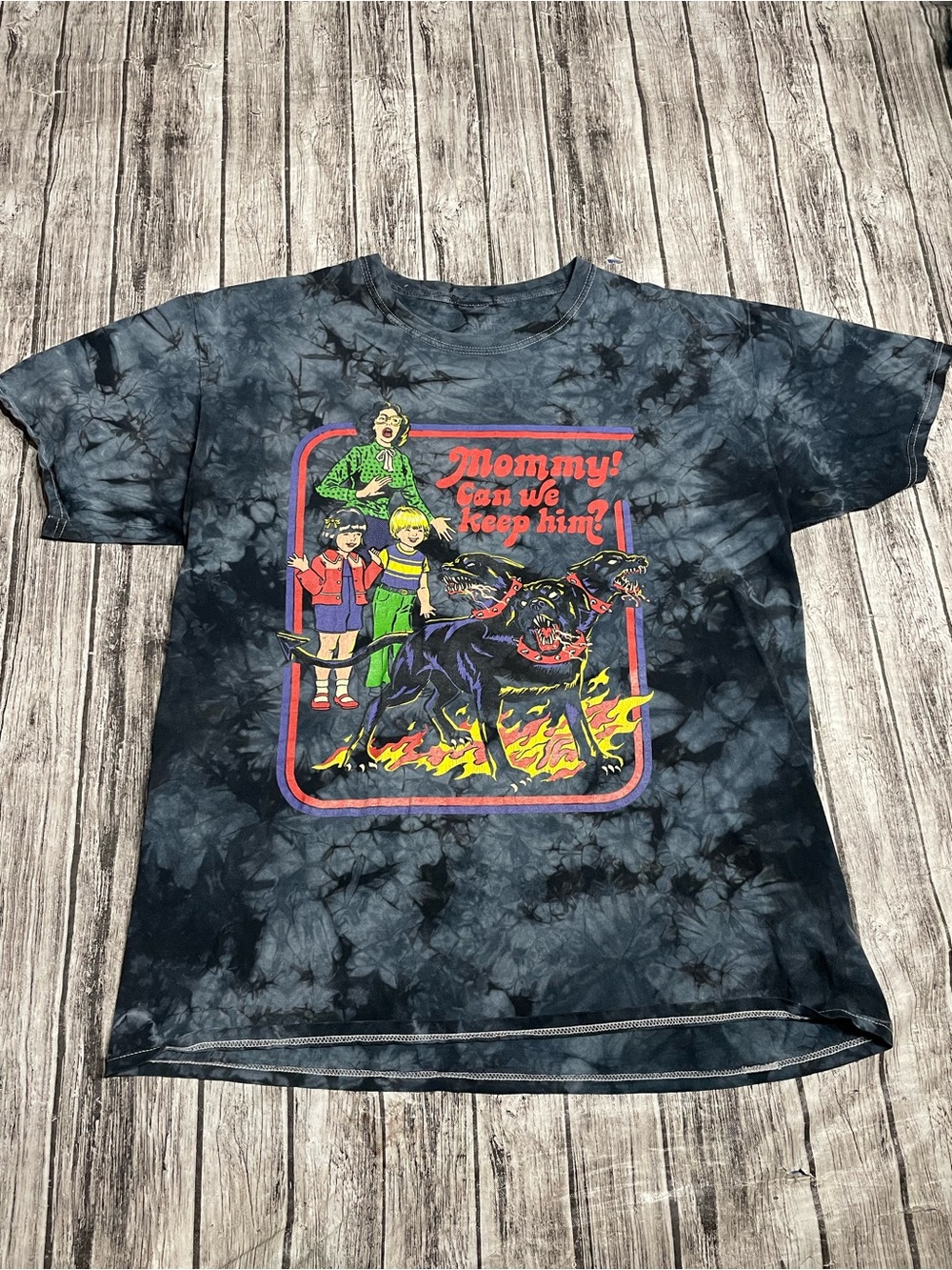 Adult Large Steven Rhodes "Mommy! Can We Keep Him?" T-shirt Cerberus Good Condit
